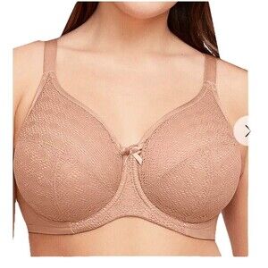 Glamorise Cappuccino Lace Confort Wonderwire Bra Size 44 G